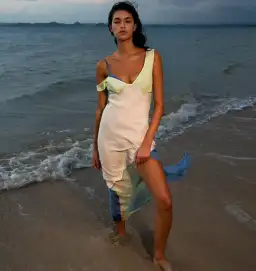 Sir the Label Thames Splice Midi Dress Ecru Multi Size 10 for rent on The Volte - image 7