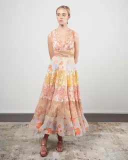 Zimmermann Postcard Pleated Midi Dress Spliced Size 0 / AUS 8 for rent on The Volte - image 1