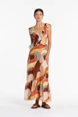Sir The Label Vista Frill Midi Dress in Vista Print Size 1 (AUS 8) for rent on The Volte - image 2