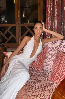 Misha Jennifer Cupro Maxi Dress Ivory Size 8/S for rent on The Volte - image 4