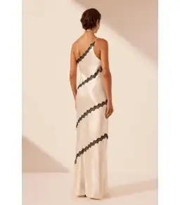 Shona Joy Camille Lace Asymmetrical Maxi Dress Cream/Black Size S / AU 8  for rent on The Volte - image 2