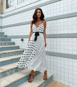 Sheike  Navigate Dress in White Black Polka Dot Size AU 6 for rent on The Volte - image 1