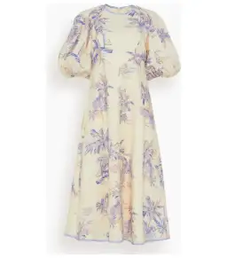 Zimmermann Linen Day Midi Dress in Pearl Palm Toile Size 12/M for rent on The Volte - image 3