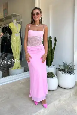BENNI - Gabriel Maxi Dress in Pink Sorbet Size 8 for rent on The Volte - image 1