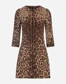 Dolce & Gabbana Double Crepe Mini Dress Leopard Print Size 8 for rent on The Volte - image 5
