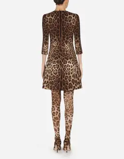 Dolce & Gabbana Double Crepe Mini Dress Leopard Print Size 8 for rent on The Volte - image 3