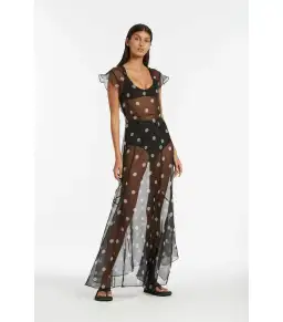 Sir The Label Margot Low Back Gown Black Polka Dot Size 1 / AU 8