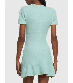 Self Portrait Tweed Embellished Mini Dress Green Size AU 8 for rent on The Volte - image 2