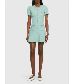 Self Portrait Tweed Embellished Mini Dress Green Size AU 8 for rent on The Volte - image 1