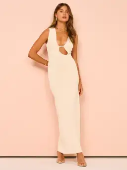 Sir the Label Kinetic Beaded Midi Dress in Ecru Size L / AU 12   for rent on The Volte - image 1