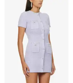 Self Portrait Embellished Tweed Mini Dress Lilac Size AU 8 for rent on The Volte - image 3