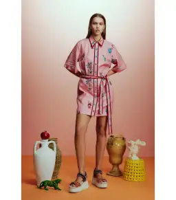 Alemais Timmy Embroidered Mini Dress Pink Size AU 10  for rent on The Volte - image 1