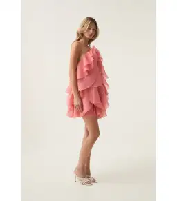 Aje Pandorea Layered Mini Dress Washed Coral Size AU 10 for rent on The Volte - image 3