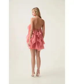 Aje Pandorea Layered Mini Dress Washed Coral Size AU 10 for rent on The Volte - image 4