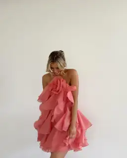 Aje Pandorea Layered Mini Dress Washed Coral Size AU 10 for rent on The Volte - image 5