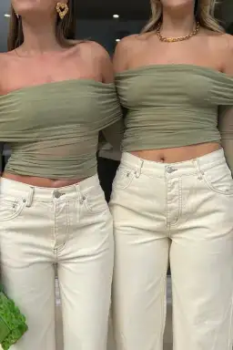 Benni Yasmin Off Shoulder Top in Pistachio Green Size S / AU 8 for rent on The Volte - image 6