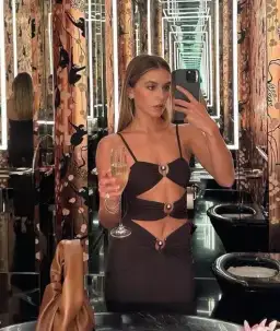 Christopher Esber Pierced Orbit Cutout Midi Dress in Chocolate Brown Size 6 for rent on The Volte - image 5