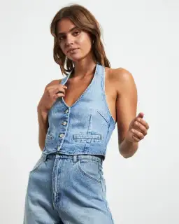 Rollas Halter Denim Vest Basette Blue Size M / AU 10  for rent on The Volte - image 4
