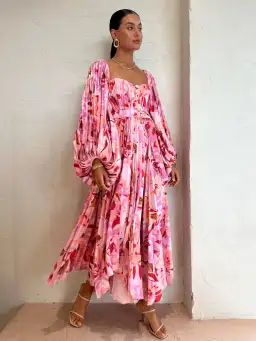 Acler Lothair Midi Dress In Peony Harvest Size 6  for rent on The Volte - image 2