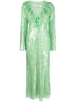 Self Portrait Sequin Midi Dress Green Size 6  for rent on The Volte - image 3