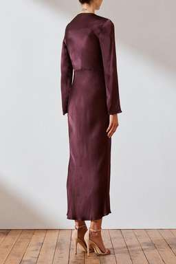 Shona Joy Morrison Long Sleeve Bias Midi Dress Burgundy Size 8 / AU 8 for rent on The Volte - image 3