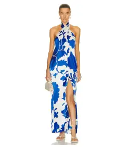 SIR The Label Esme Halter Dress in Merce Abstract Print Size 0 / AU 6
