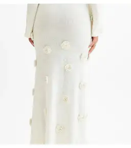 Meshki Kiki Off Shoulder Knit Rose Maxi Dress Ivory Size S / AU 8 for rent on The Volte - image 4