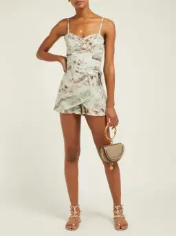 Zimmermann Wayfarer Wrap Playsuit Floral Size 2 / Au 12