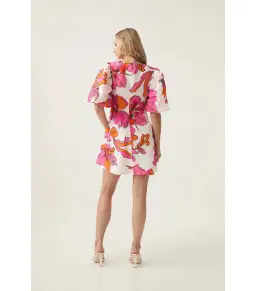 Aje Overflow Knotted Mini Dress Vivid Hibiscus Size AU 16 for rent on The Volte - image 3