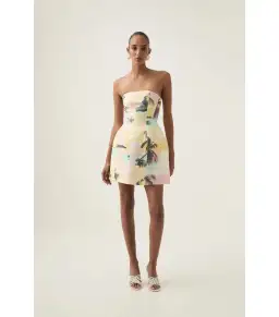Aje Baret Strapless Mini Dress in Sunset Sky Size AU 14 for rent on The Volte - image 1