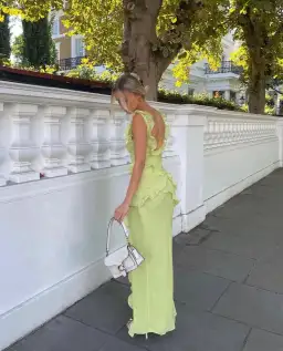 House Of CB Pixie Ruffle Maxi Dress in Lime Size XS / AU 6 for rent on The Volte - image 3