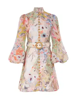 Zimmermann Illustration Belted Mini Dress Multi Floral Diamond Size 4 / AU 16 for rent on The Volte - image 3