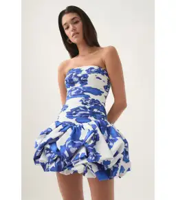 Aje Violette Bubble Hem Mini Dress Boldly Blooming Cobalt Size AU 4 for rent on The Volte - image 2