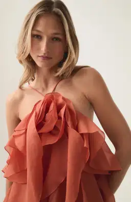 Aje Pandorea Layered Maxi Dress in Coral Clay Size AU 6 for rent on The Volte - image 5