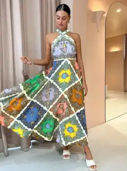 Alemais Trippy Troppo Halter Midi Dress Multi Size 12 for rent on The Volte - image 4