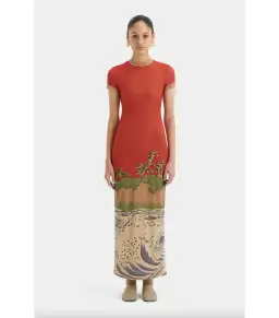 Sir The Label Redwood Tee Midi Dress in Sea Ranch Scene Size 2 / AU 10