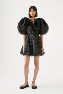 Aje Amour Ruffle Mini Dress Black Size 8 for rent on The Volte - image 1