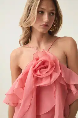 Aje Pandorea Layered Mini Dress in Washed Coral Size 8 for rent on The Volte - image 2