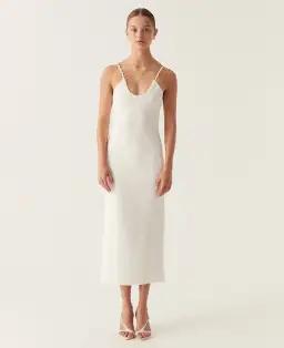 Aje Veida Ottoman Knit Midi Dress Ivory Size 8