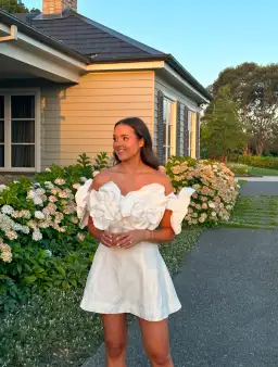 Aje Etta Mini Dress Ivory Size AU 10 for rent on The Volte - image 3