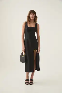 Aje Flourish Midi Dress Black Size 10