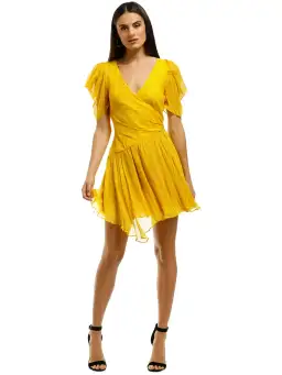 Bec & Bridge Hibiscus Golden Mini Dress in Yellow Size AU 6