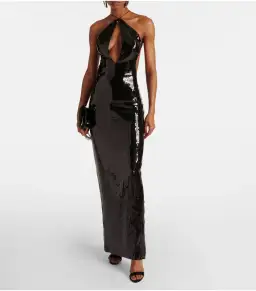 Maelle Paris Elsa Maxi Sequin Gown Black Size S / AU 8