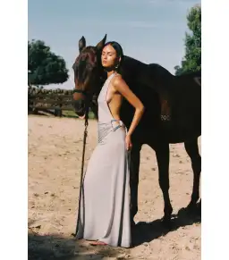 Ance Gria Gaia Gown in Silver Blue Size XS / AU 6 for rent on The Volte - image 5