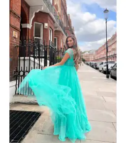 Jadore JX6028 Tulle Dress in Aqua Size AU 6 for rent on The Volte - image 2