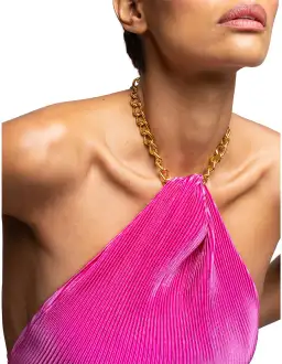 L'Idee Klum Chain Gown in Flamingo Pink Size 8 for rent on The Volte - image 5