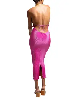 L'Idee Klum Chain Gown in Flamingo Pink Size 8 for rent on The Volte - image 3