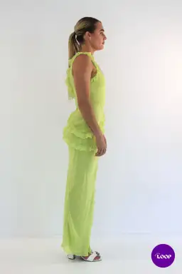House of CB Pixie Ruffle Maxi Dress Lime Size XS / AU 6 for rent on The Volte - image 3