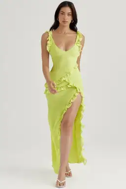 House of CB Pixie Ruffle Maxi Dress Lime Size M / AU 10 for rent on The Volte - image 10