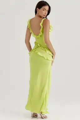 House of CB Pixie Ruffle Maxi Dress Lime Size M / AU 10 for rent on The Volte - image 6